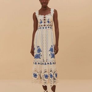 NWT Off-White Richelieu Sunflower LENZING ECOVERO Euroflax Midi Dress